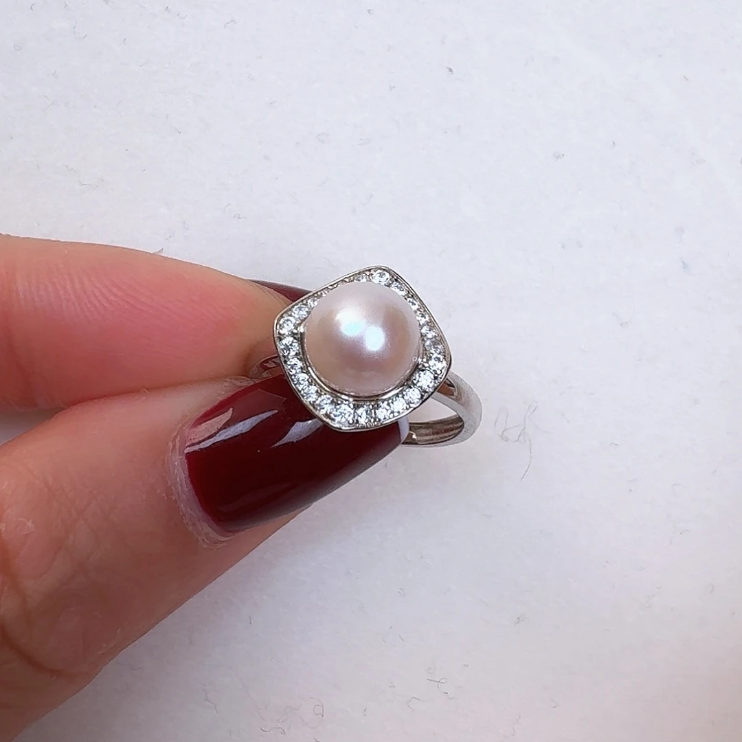 淡水珍珠戒指银S925镶嵌