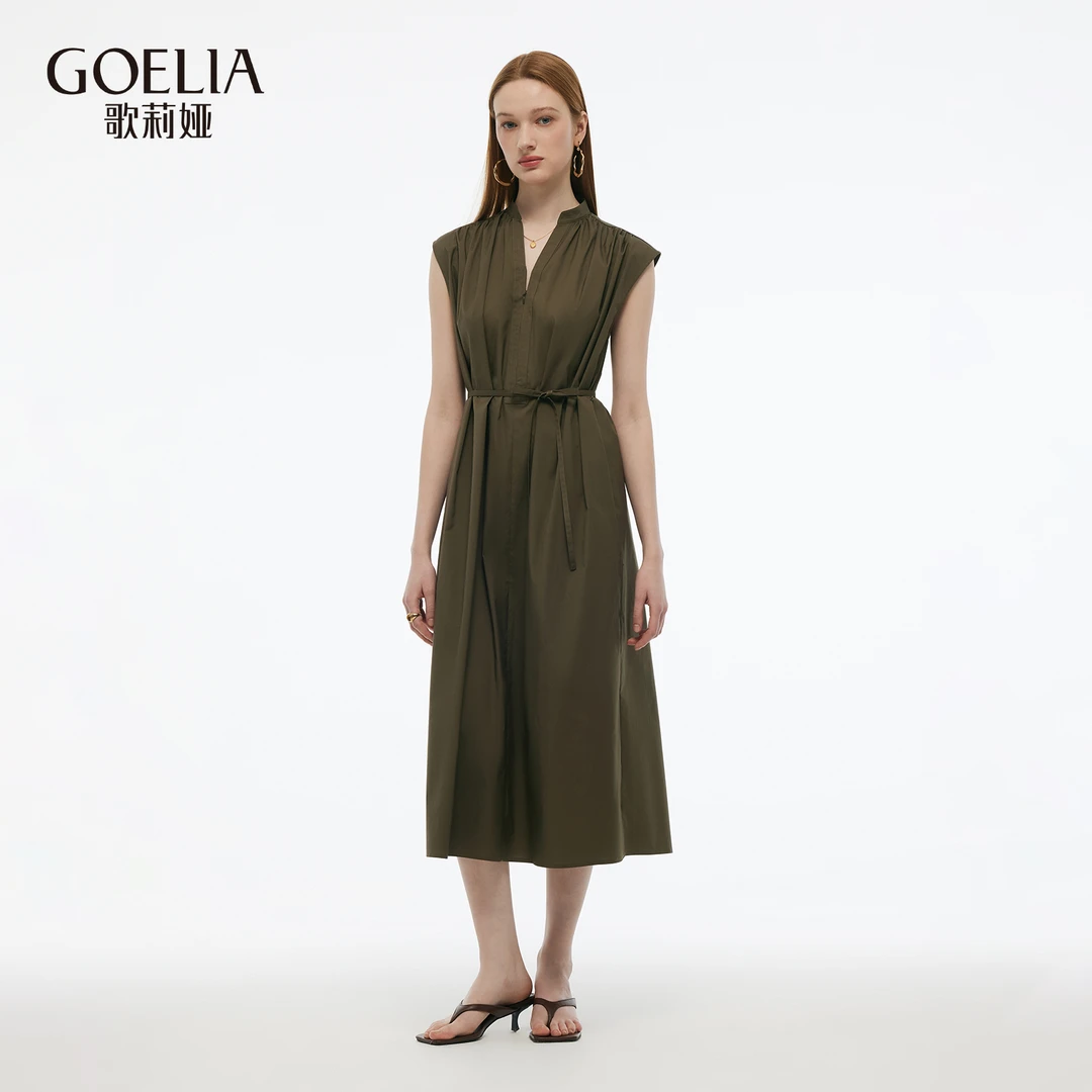 歌莉娅夏季新款棉质连衣裙配送本布腰带日常显瘦度假1E4C4K740