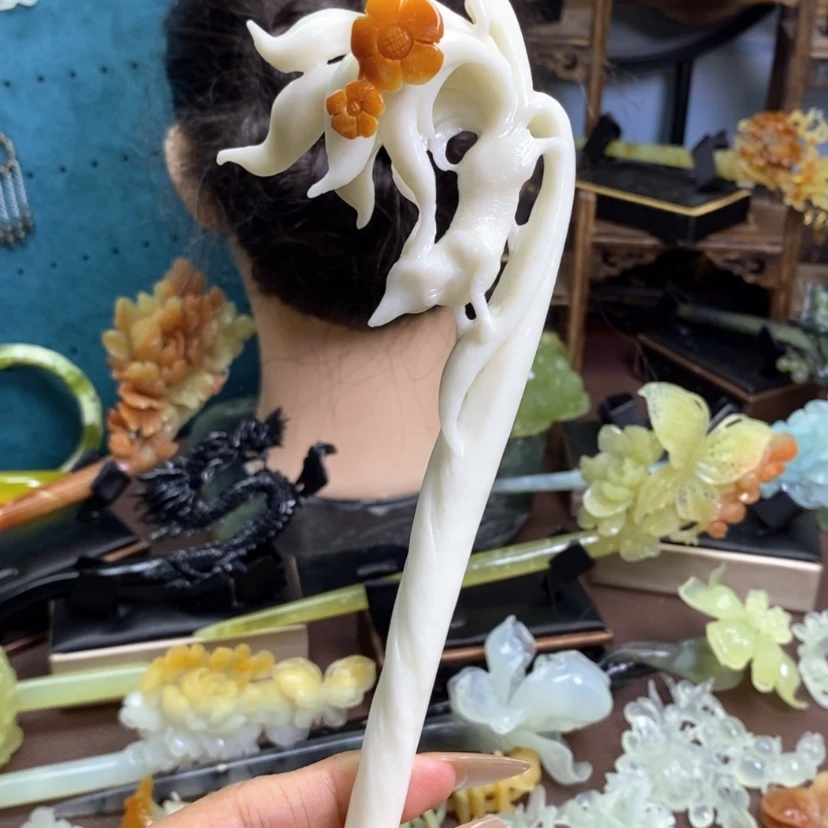 【闪购商品】蛇纹石玉未镶嵌发饰澜*