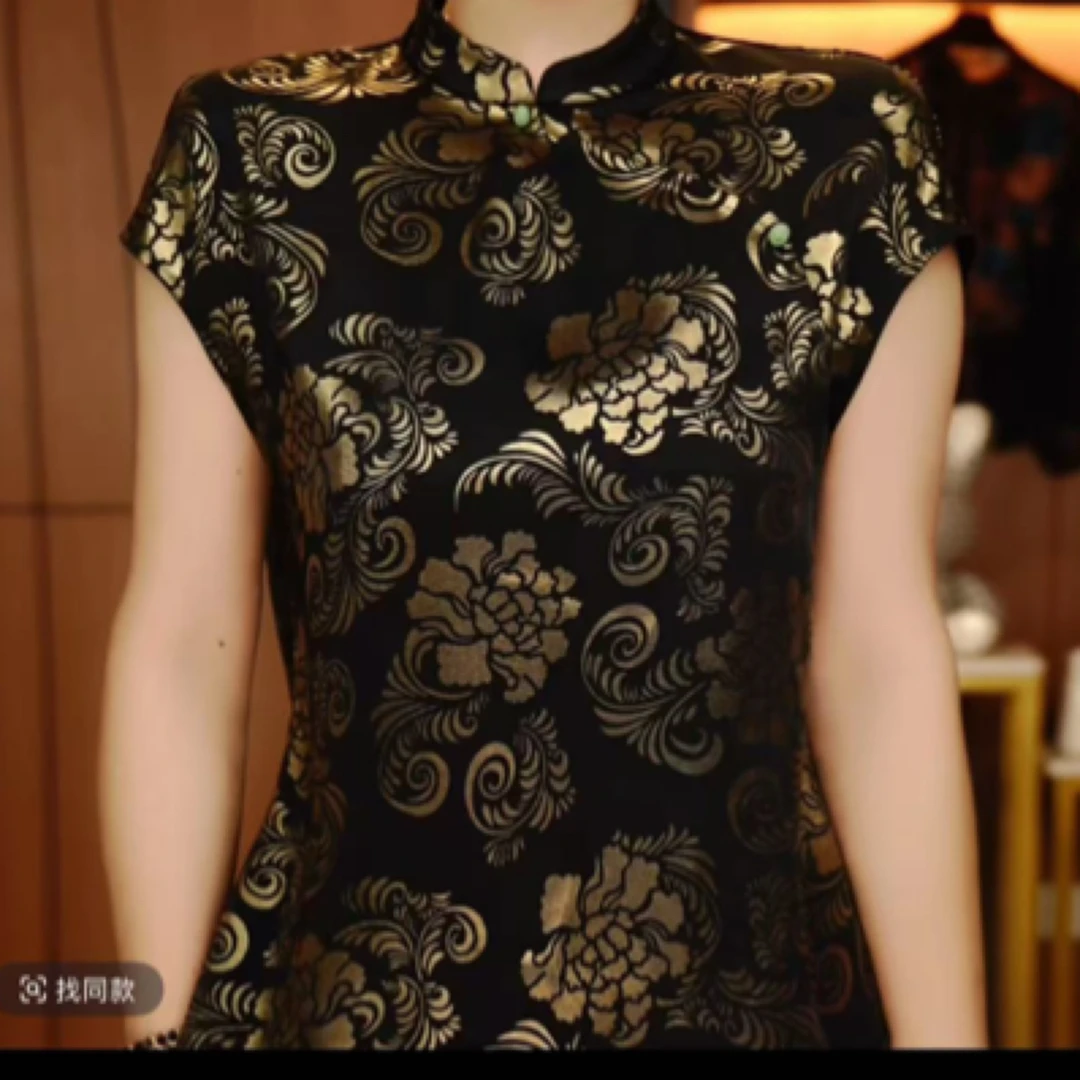 0气质短袖夏季印花时尚中国风日常莲花新中式无袖