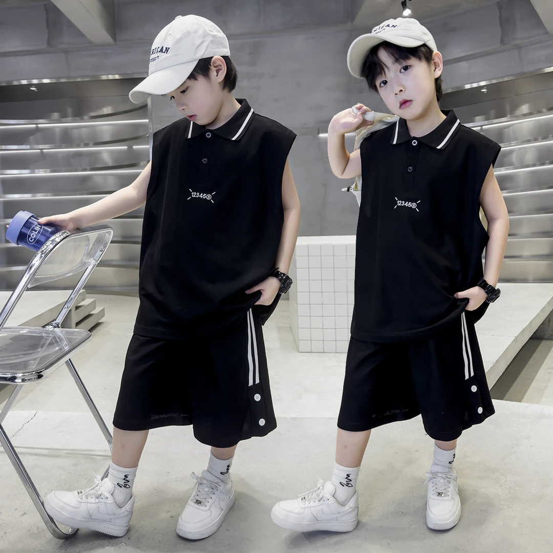 男童套装夏款2025新款儿童洋气无袖中大童韩版运动两件套衣服童装