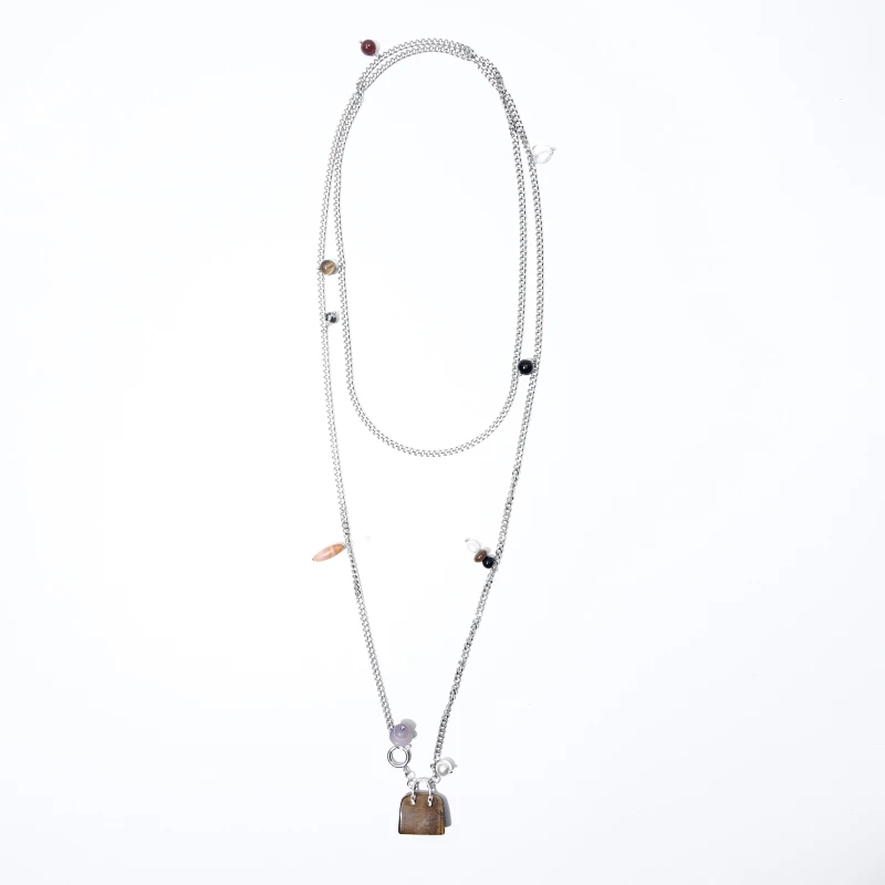 muyang/慕阳 钛钢玻璃项链 时尚小众百搭复古手工墨语项链