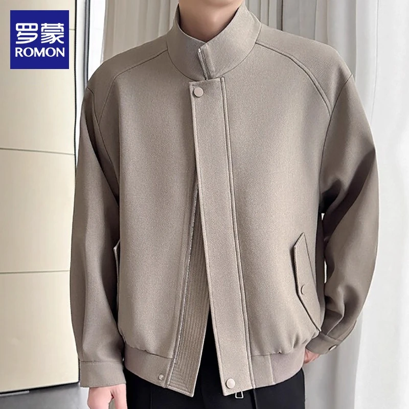 罗蒙男士休闲立领夹克2025年春秋新款美式设计感宽松上衣外套男款