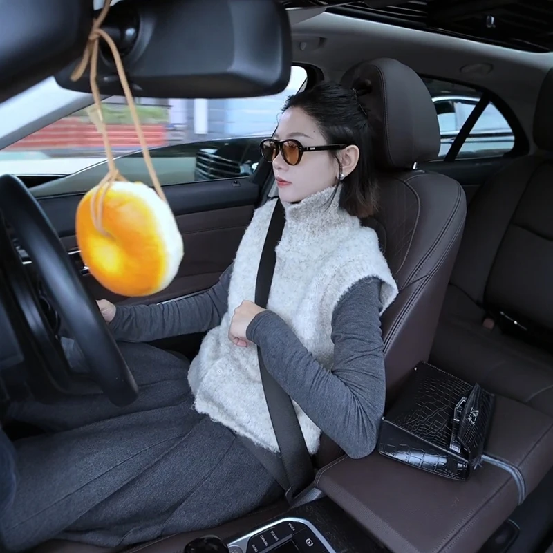 法式小香风高领毛针织衫开衫女春秋高级感毛衣叠穿外搭坎肩小上衣