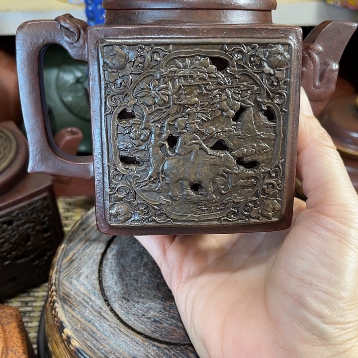 茶壶紫泥原矿手工制作的一把紫砂壶