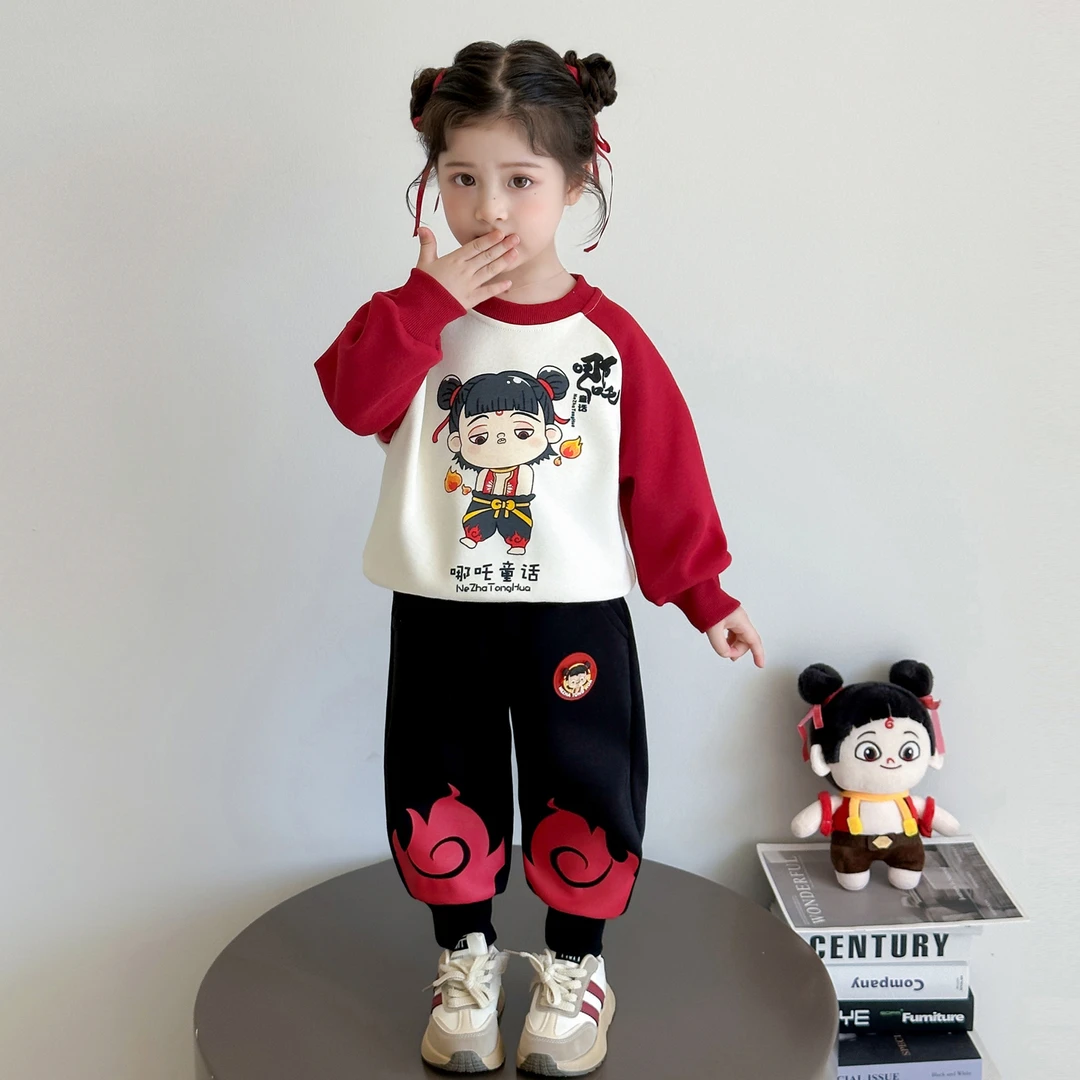 哪咤儿童服装女童卫衣套装2025新款春秋裤子秋装女宝宝哪吒衣服潮