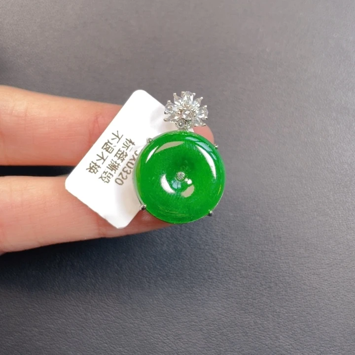 吊坠(不含链)银S925镶嵌翡翠