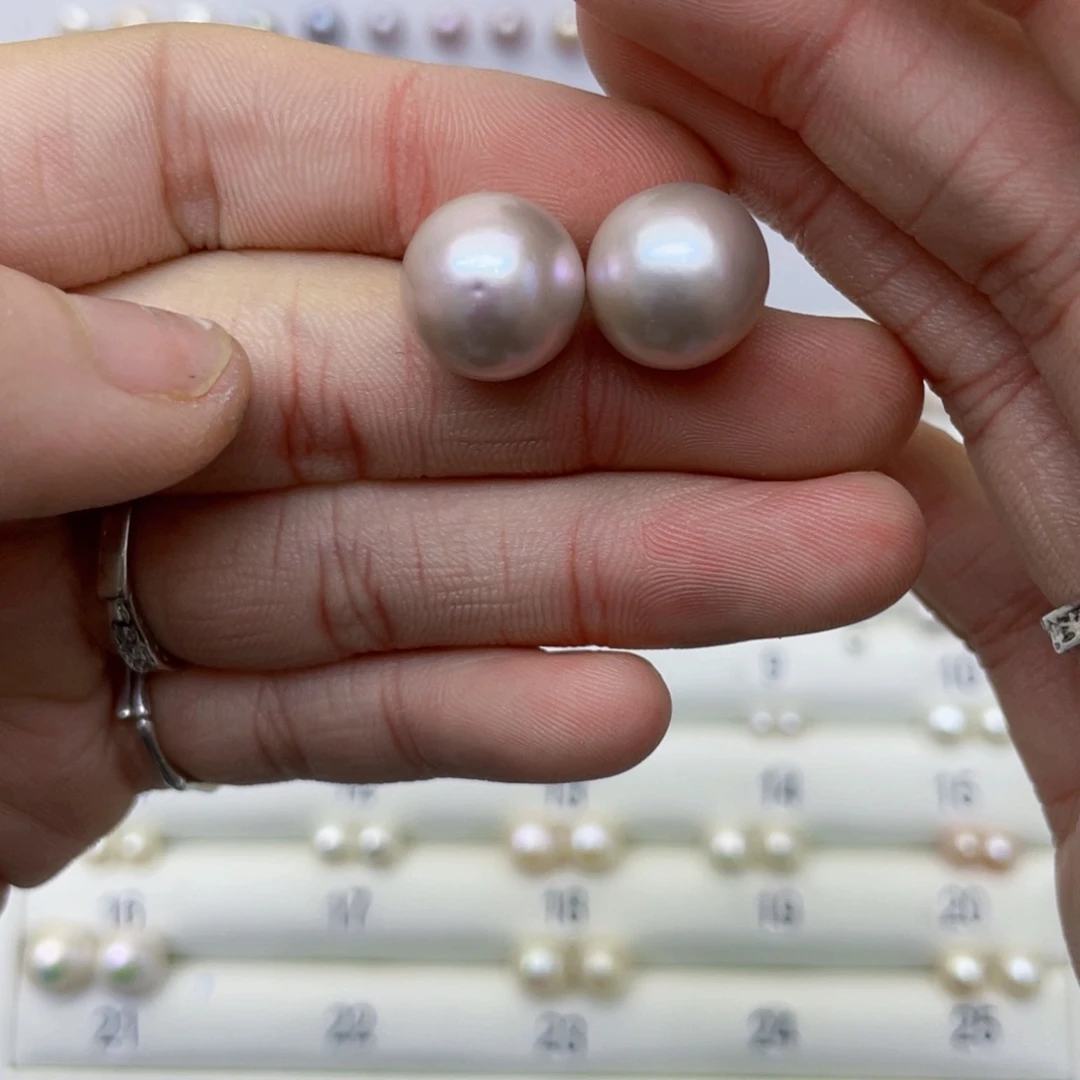 淡水珍珠耳饰银S925镶嵌西*