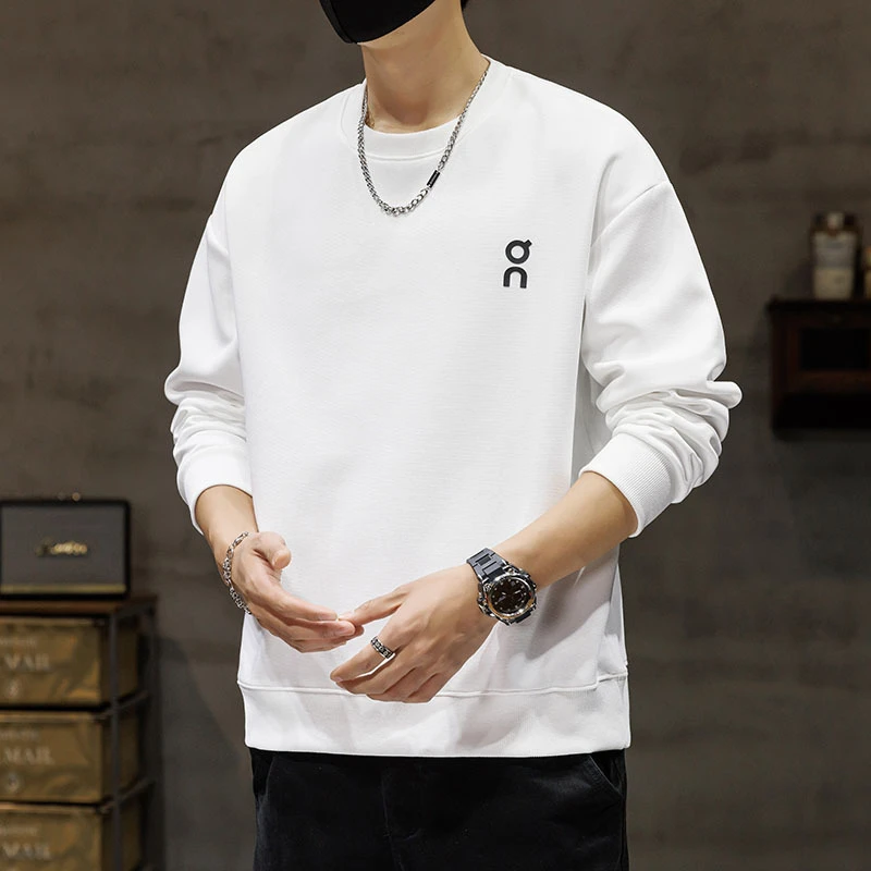 男士宽松圆领长袖卫衣2025秋季新款男装青年时尚休闲简约百搭上衣