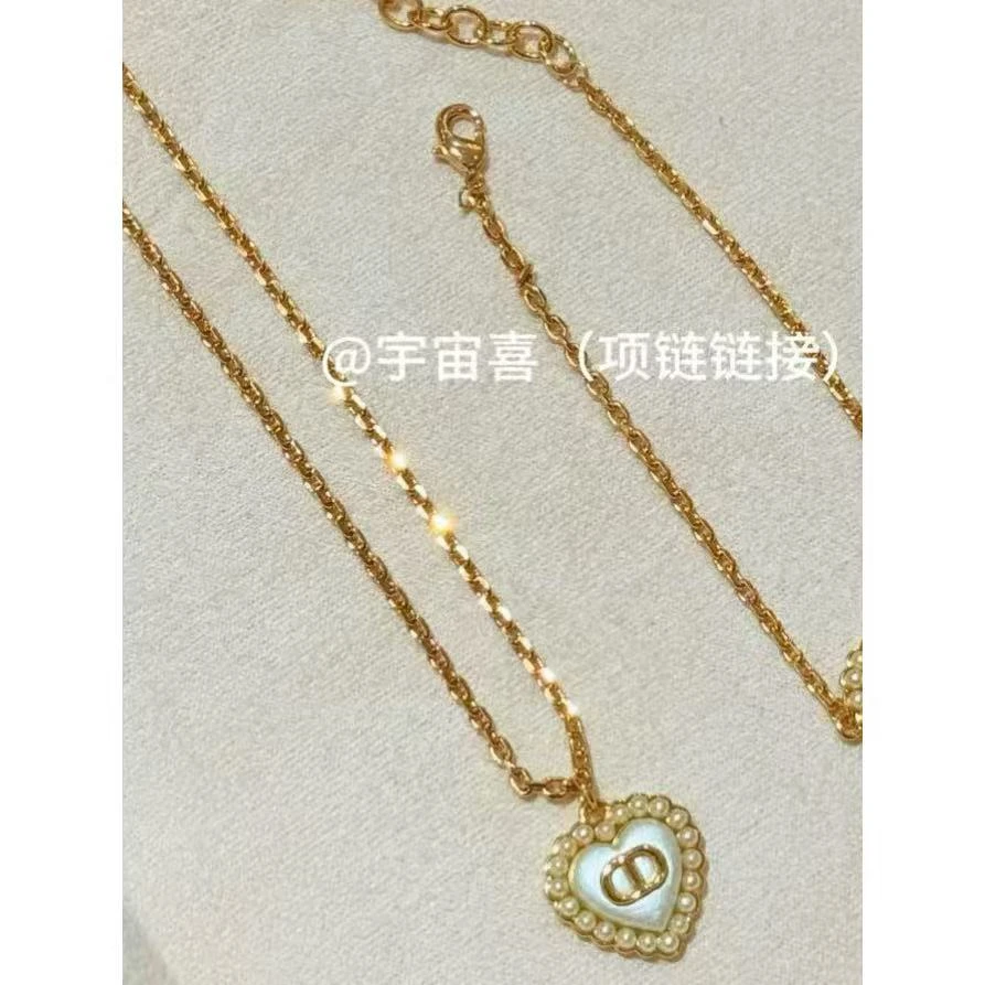铜合金仿珍珠项链 H3-110【金色小米珠爱心猪鼻子项链】