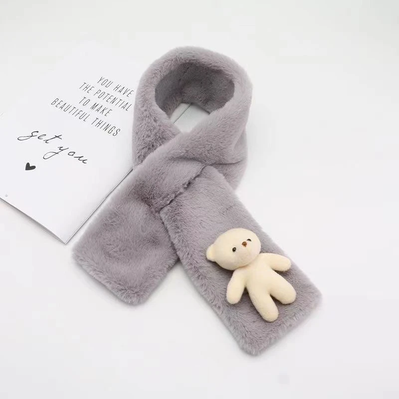 保暖极简风女针织围巾学生宝宝加厚秋冬季加绒亲子女童