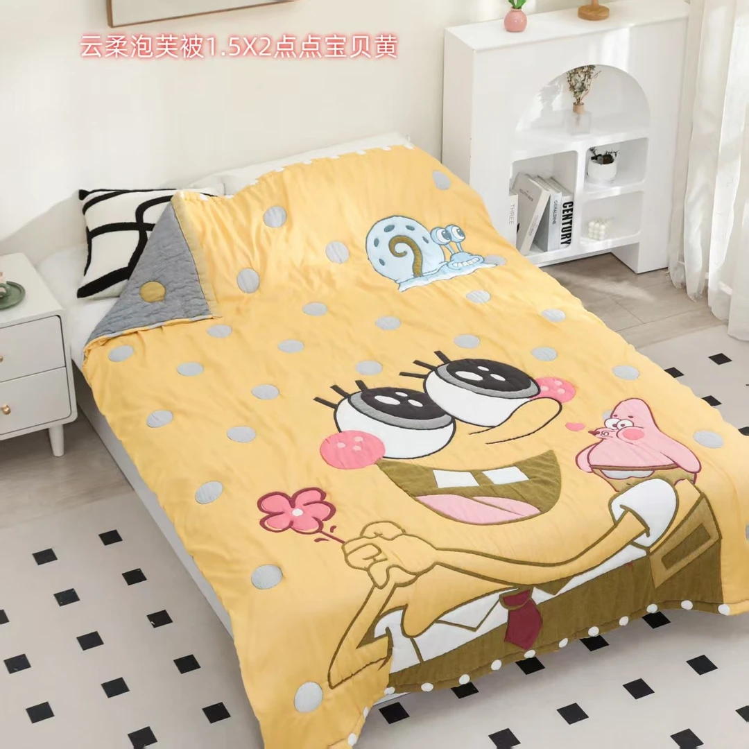 海绵点点黄色（云柔泡芙被）1.5*2.0四季通用透气性好