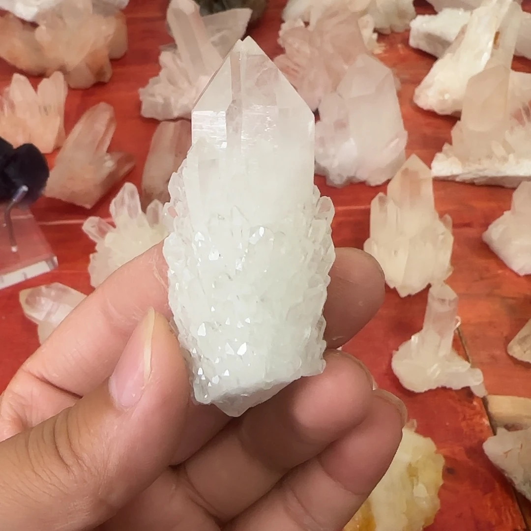 水晶耳饰未镶嵌菠萝晶簇