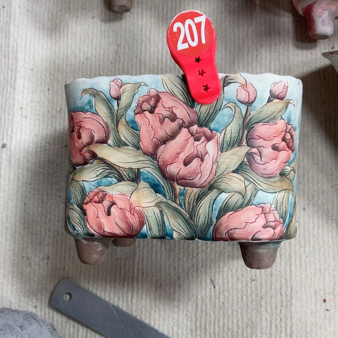 紫砂花盆橙**贝陶瓷多肉花盆精品