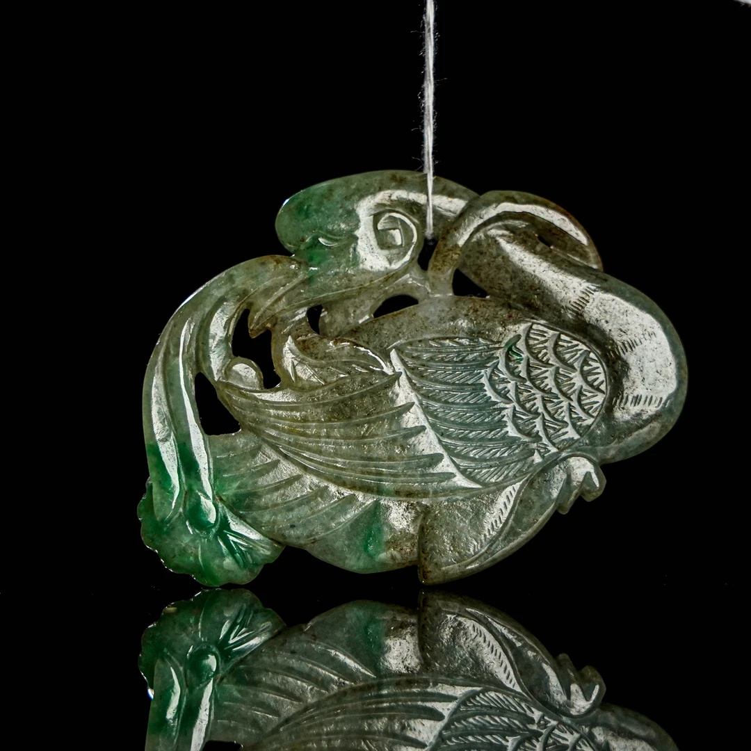 (AB3)8A012841清翡翠鹅戏莲把件