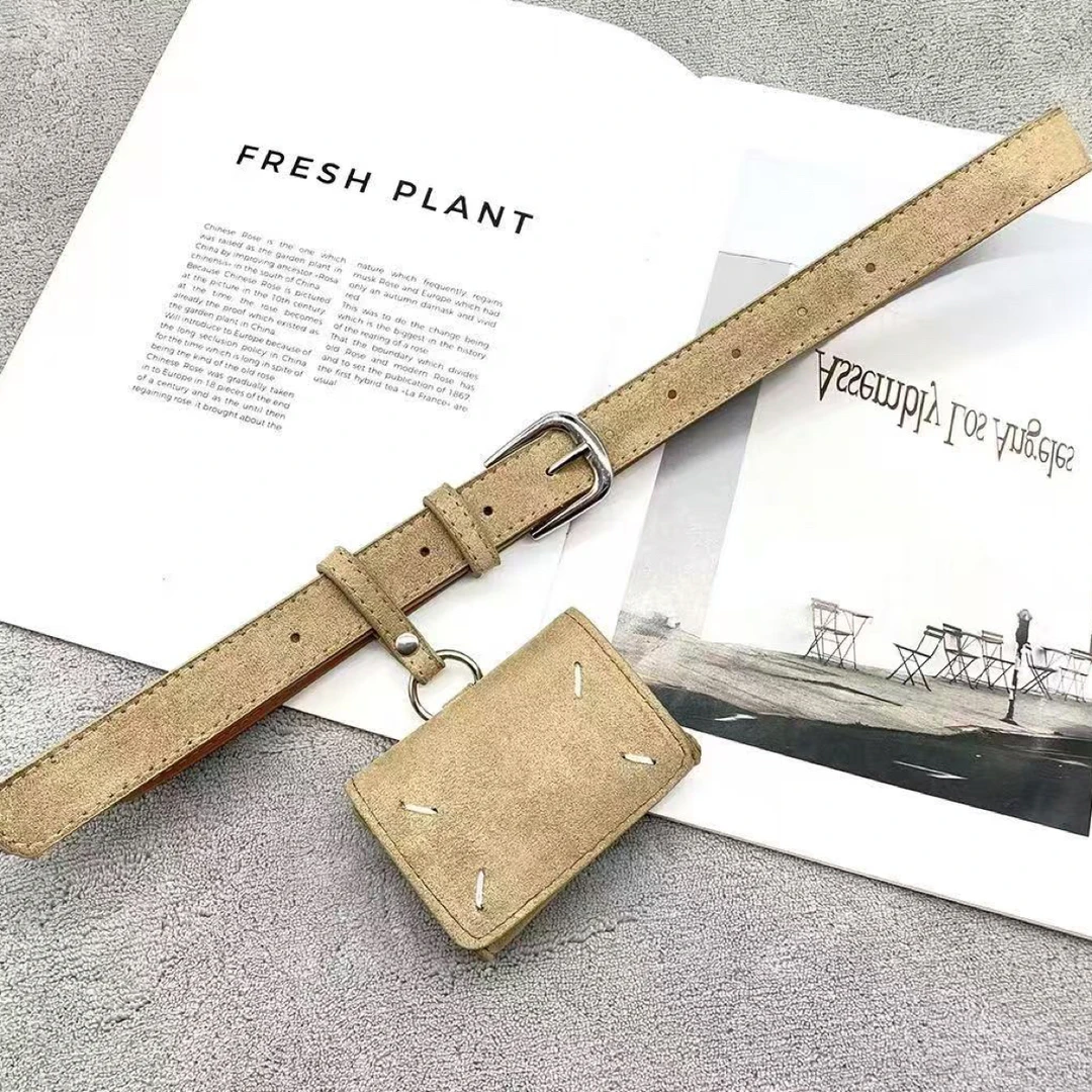 迷你腰包高级感卡其色腰带女装饰小众磨砂设计配连衣裙子皮带韩版