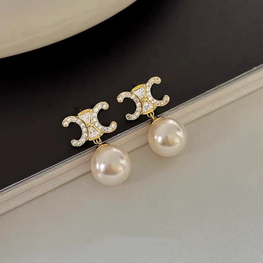 铜合金合成锆石耳饰 铜合金耳饰【法式浪漫】华妆E14