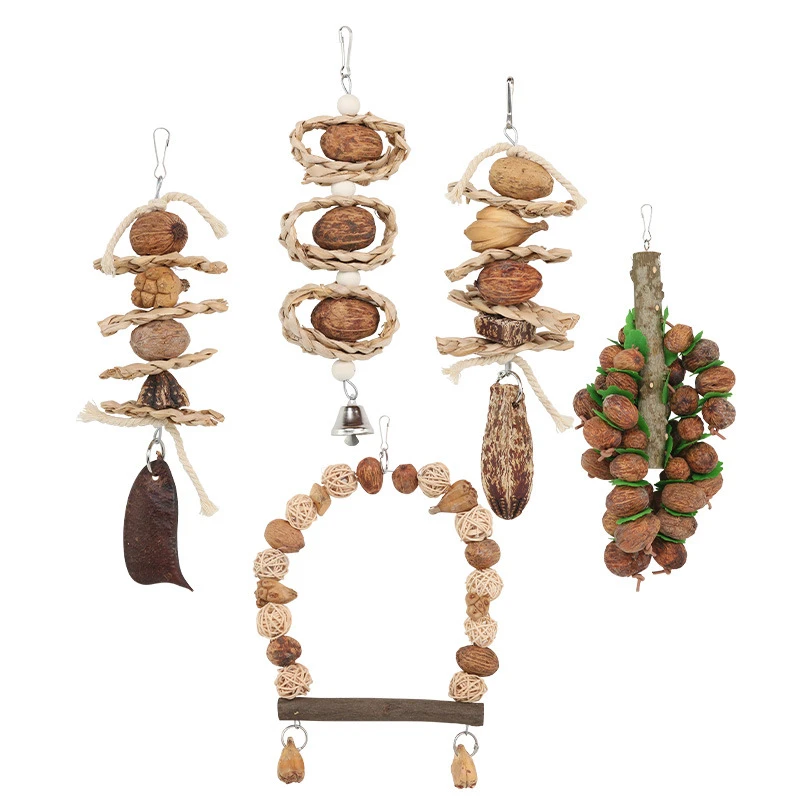 天然果实鹦鹉啃咬玩具虎皮牡丹玄凤益智鸟玩具专用秋千吊桥磨牙