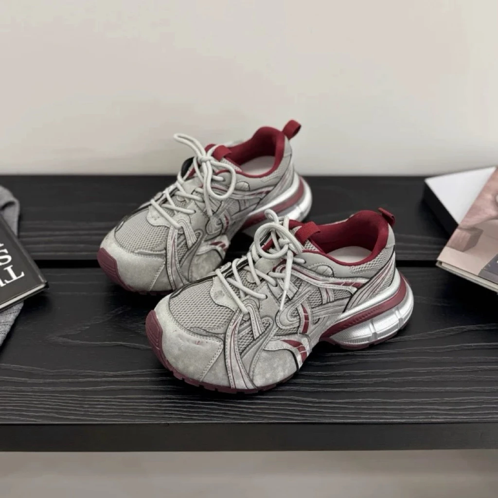 SUSU 老爹鞋女厚底系带百搭休闲运动鞋子 52591-3前7