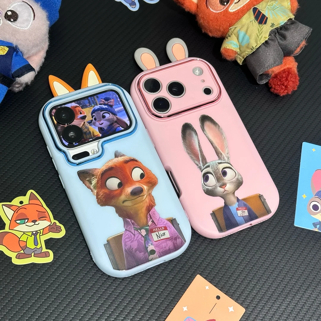 欧克里里情侣呆萌朱迪尼克耳朵适用苹果17/16手机壳华为vivo小米