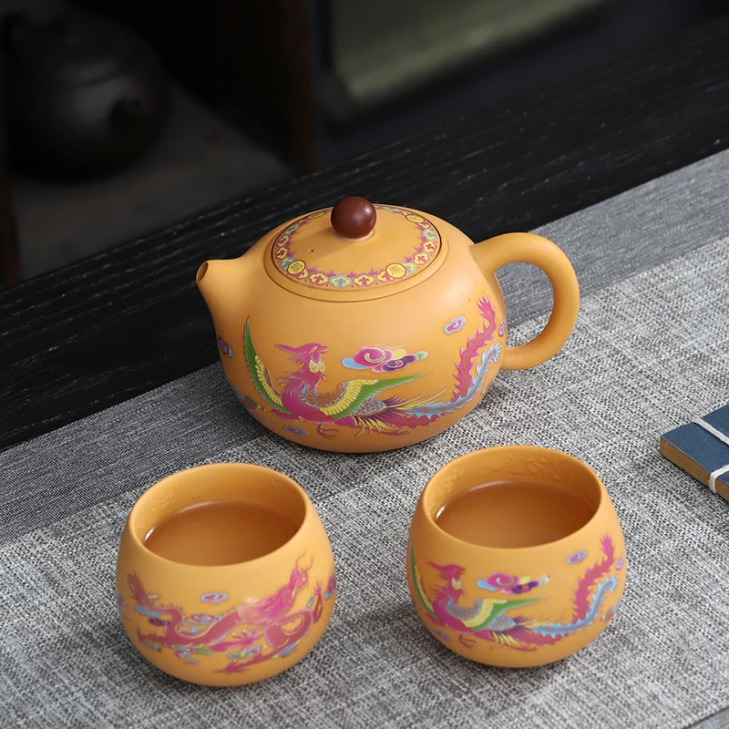 宜兴紫砂壶黄金段泥变色凤鸣西施壶200毫升