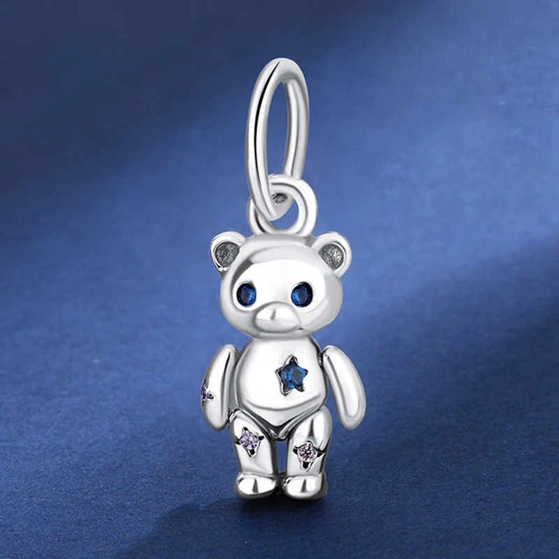 吊坠925银 潘家同款泰迪熊吊坠s925银手链时尚百搭串珠气质可爱女