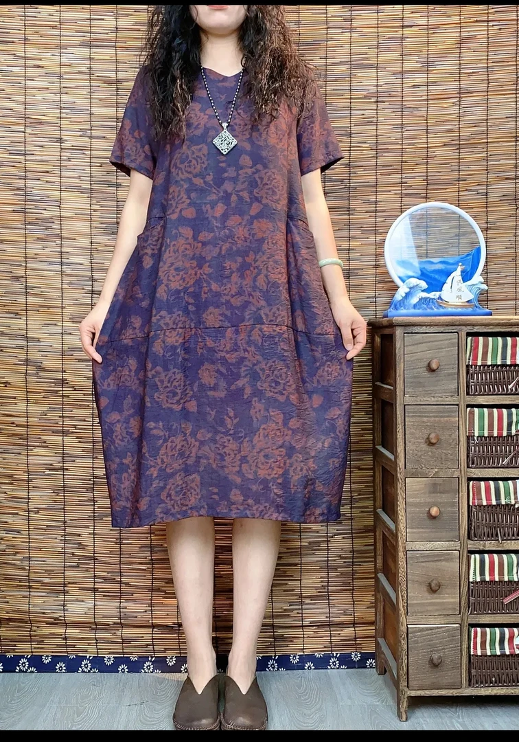 2267夏季新款文艺优雅显瘦A字版大摆连衣裙