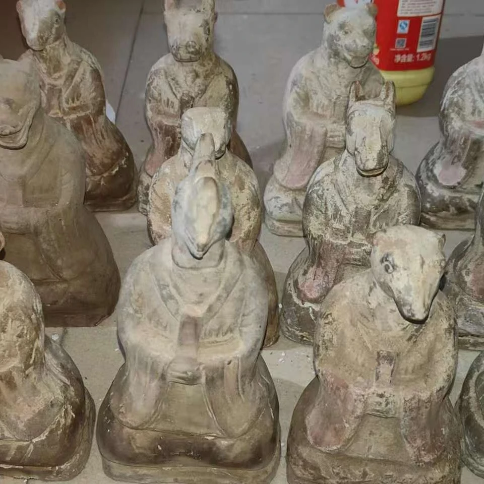 汉代陶俑动物俑生肖俑动物头人身底部有空心尺寸约20厘米不退不换