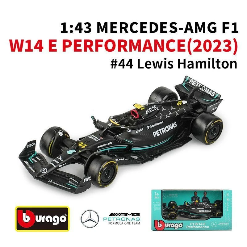 1:43奔驰W14F1方程式赛车模型汉密尔顿仿真收藏小汽车玩具模型