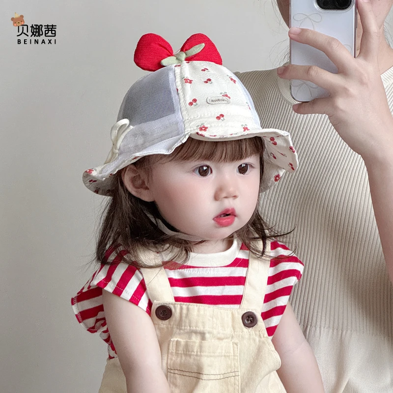 Beinaqian/贝娜茜婴儿帽子春夏宝宝女洋气遮阳帽婴幼儿公主渔夫帽