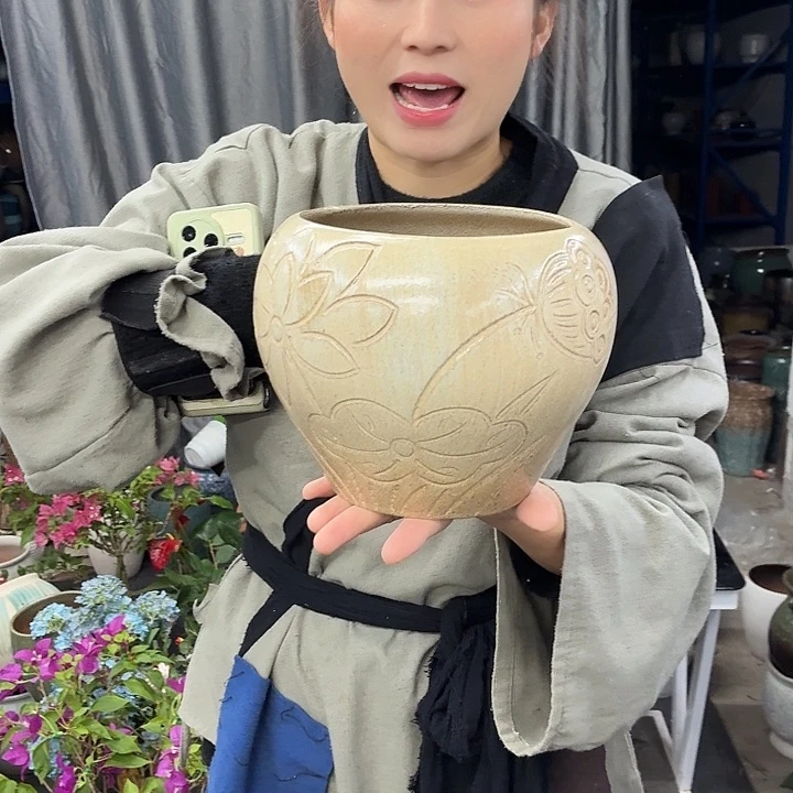 15×17粗陶花盆有孔