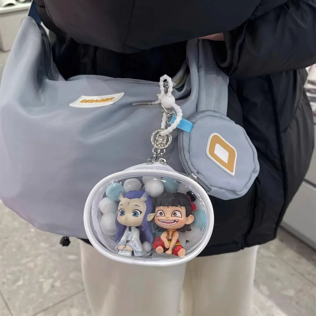 哪吒遛娃包盲盒泡泡玛特敖丙娃娃公仔手办外出收纳展示透明保护套