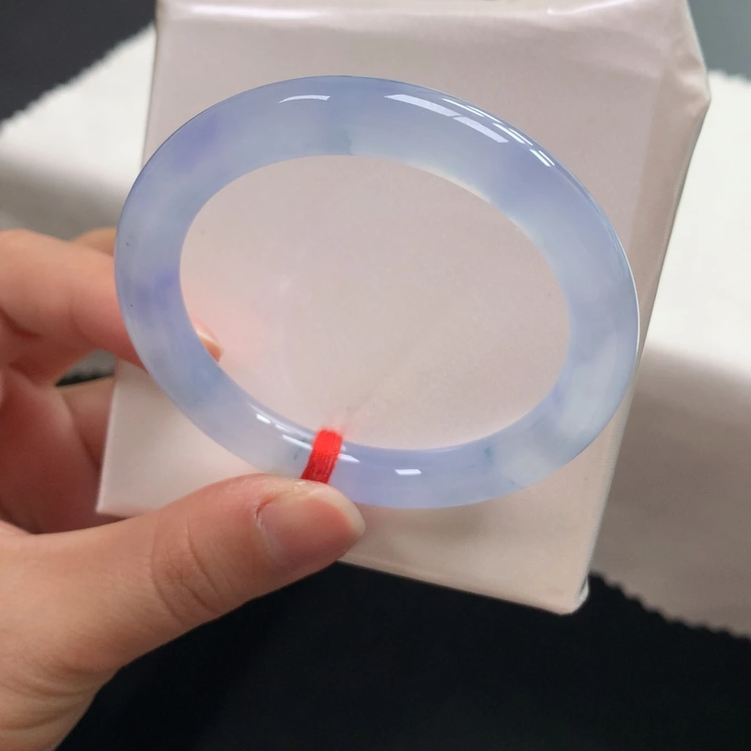 翡翠未镶嵌手镯23号50圆条浓郁烟蓝紫（完美0包容）