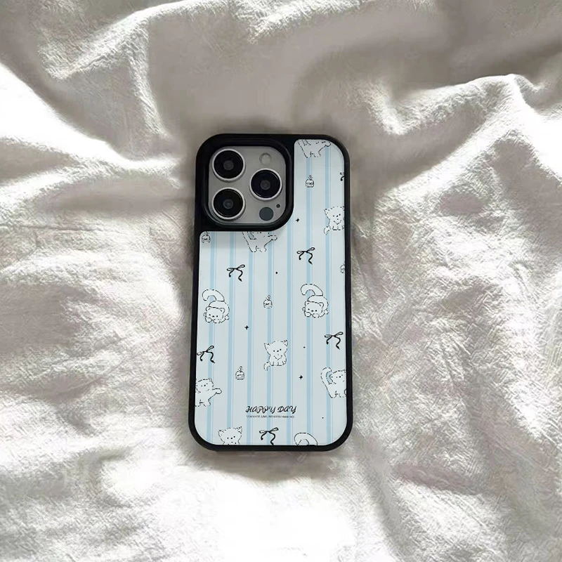 条纹可爱猫咪适用苹果16promax手机壳iphone15新款14女生13套1211