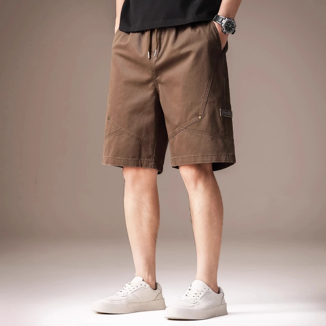 U&PURA高端美式拼接休闲短裤男夏宽松直筒工装五潮流时尚休闲百搭