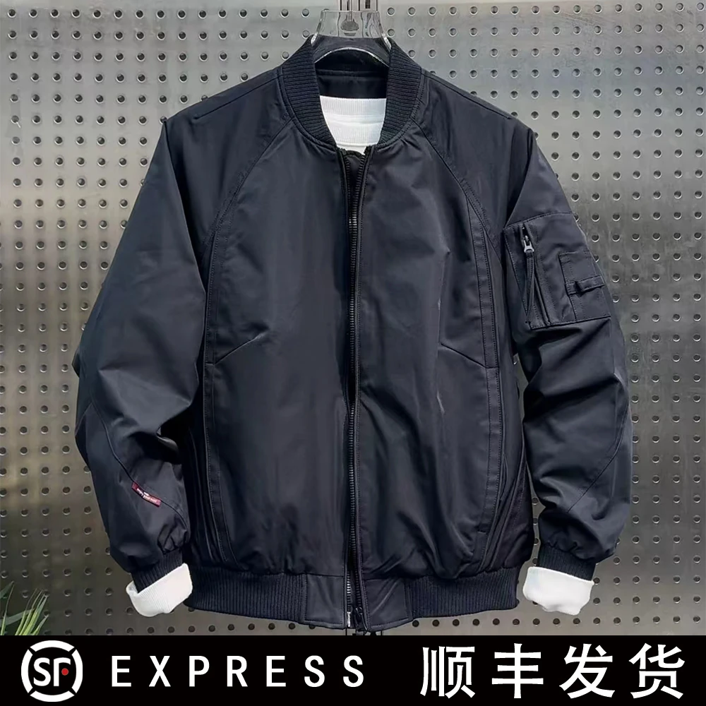 新款休闲款宽松设计感潮流时尚百搭棒球领飞行夹克