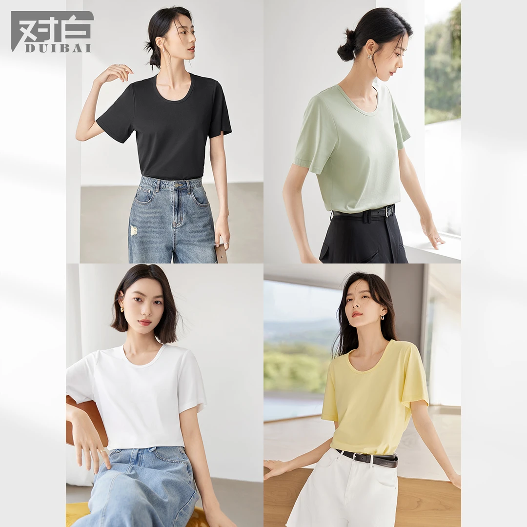 【大瑶专属】D01对白X凯伊莱文联名圆领印花短袖t恤女上衣EDT162