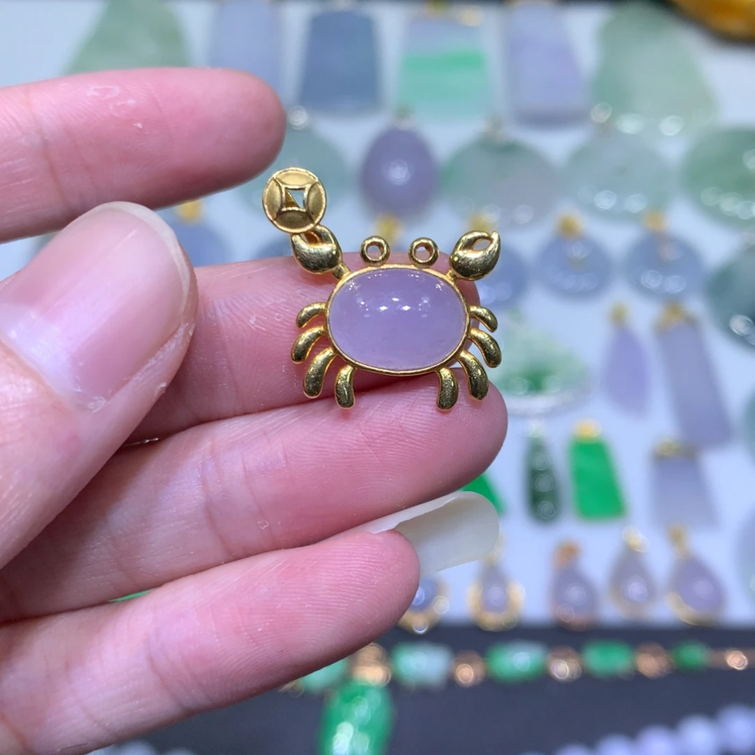 翡翠吊坠(不含链)18K金镶嵌