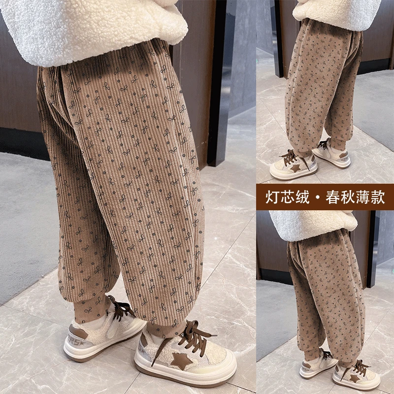 男女童春秋灯芯绒裤子卡通长裤儿童2025秋季新款休闲长裤爆款潮