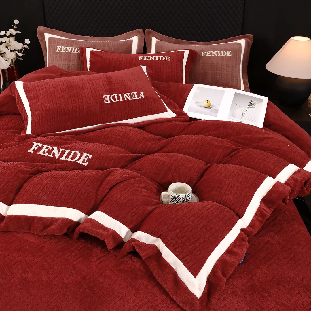 严创优品【芬迪】双拼角金线刺绣 轻奢床品 实物实拍 无美颜 滤镜