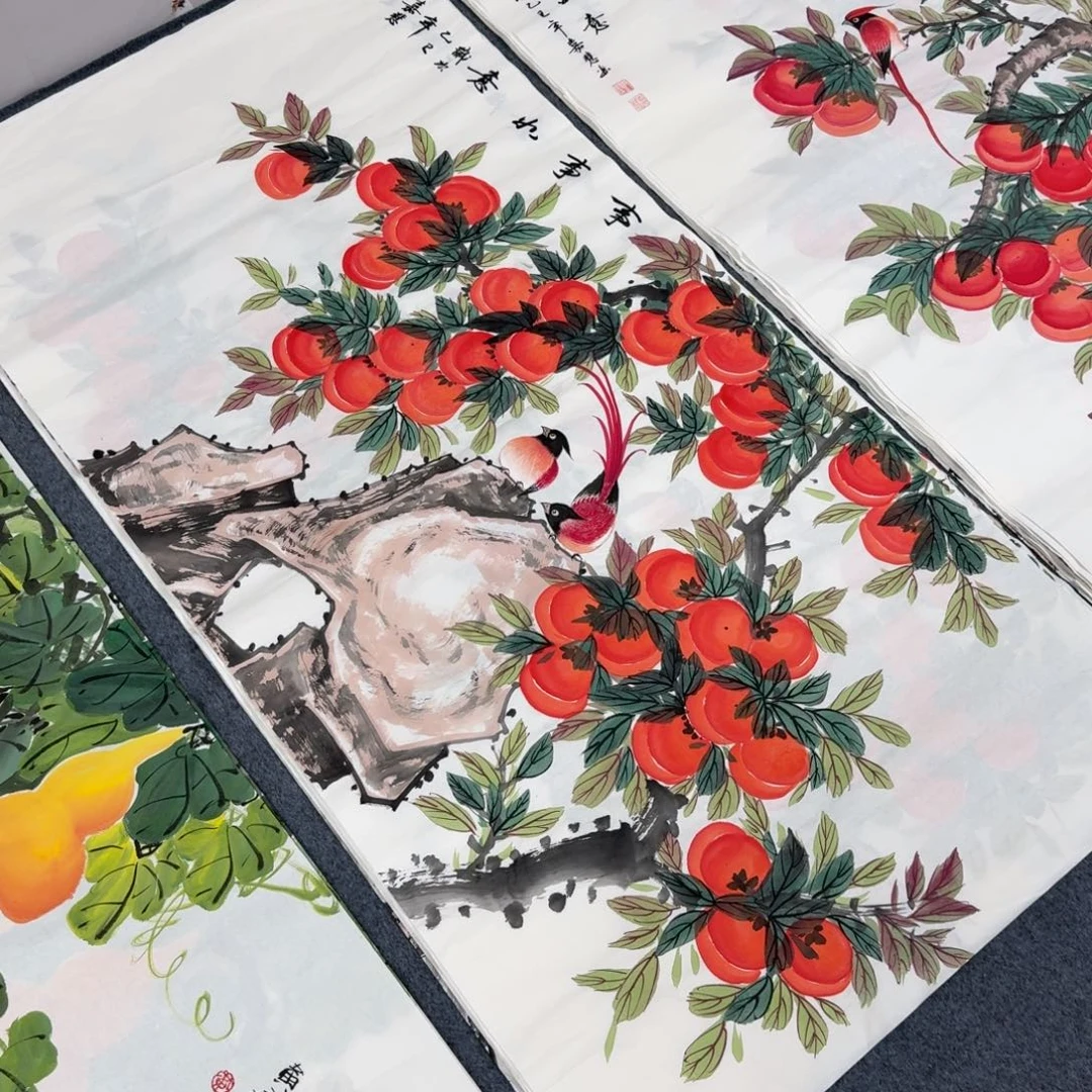 国画四尺尺寸70X140纯手绘作品