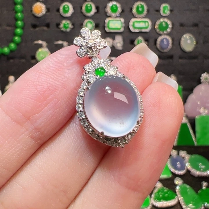 翡翠吊坠(不含链)18K金镶嵌