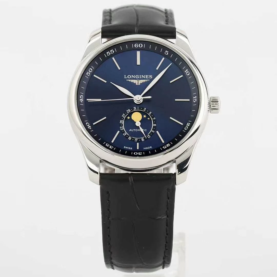 99新 Longines/浪琴 名匠909/蓝盘四针月相/40mm