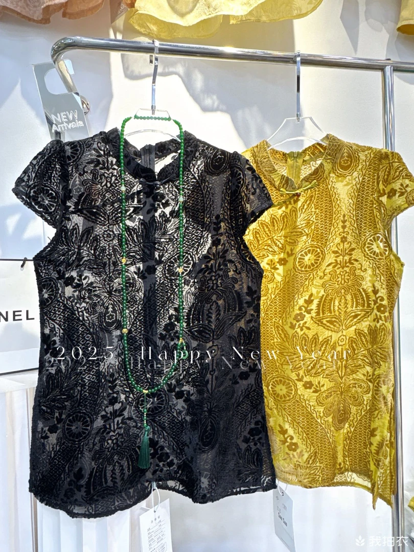 新款夏季 真丝丝绒半包袖子  名媛贵妇感