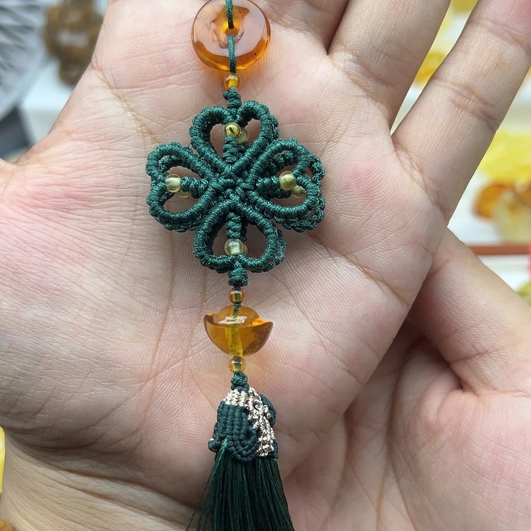 琥珀未镶嵌珠宝奇石四叶草