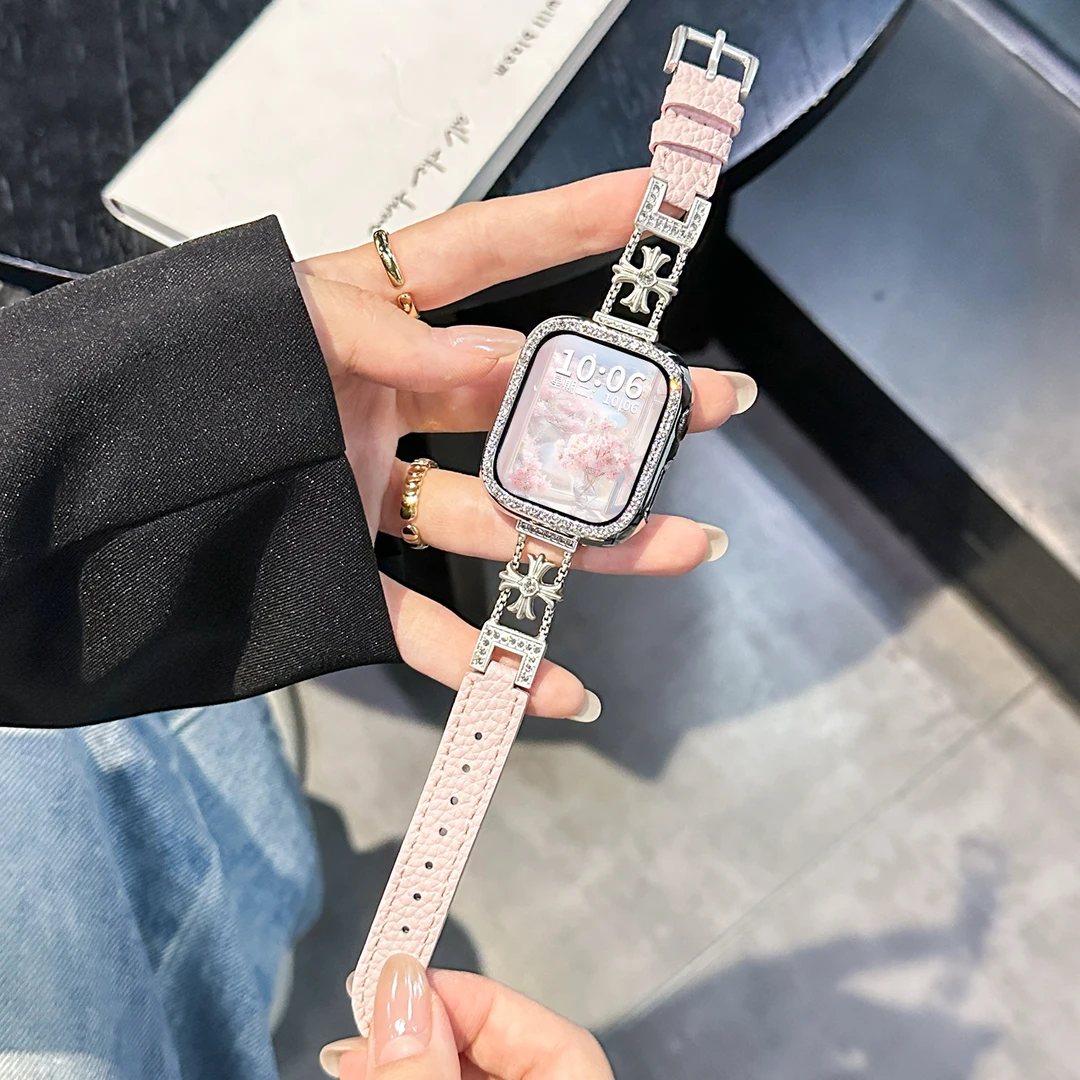 克罗心荔枝纹表带适用iwatch S11手表applewatch S10苹果手表配件