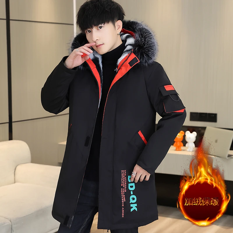 加绒加厚男士外套冲锋衣潮流派克服棉衣冬季男装夹克2024新款风衣