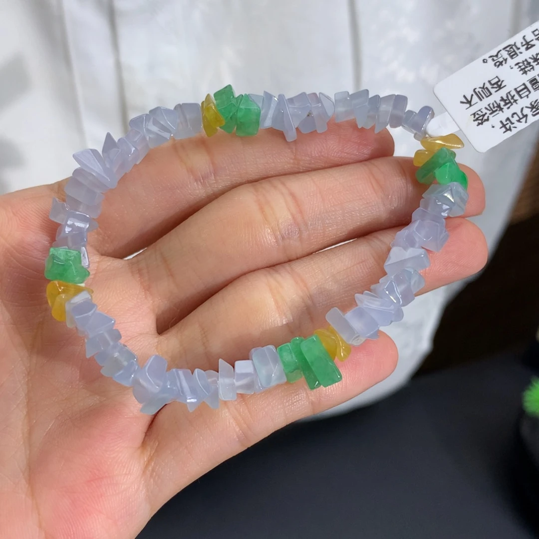 未镶嵌手串翡翠随形冰胶紫绿黄手串