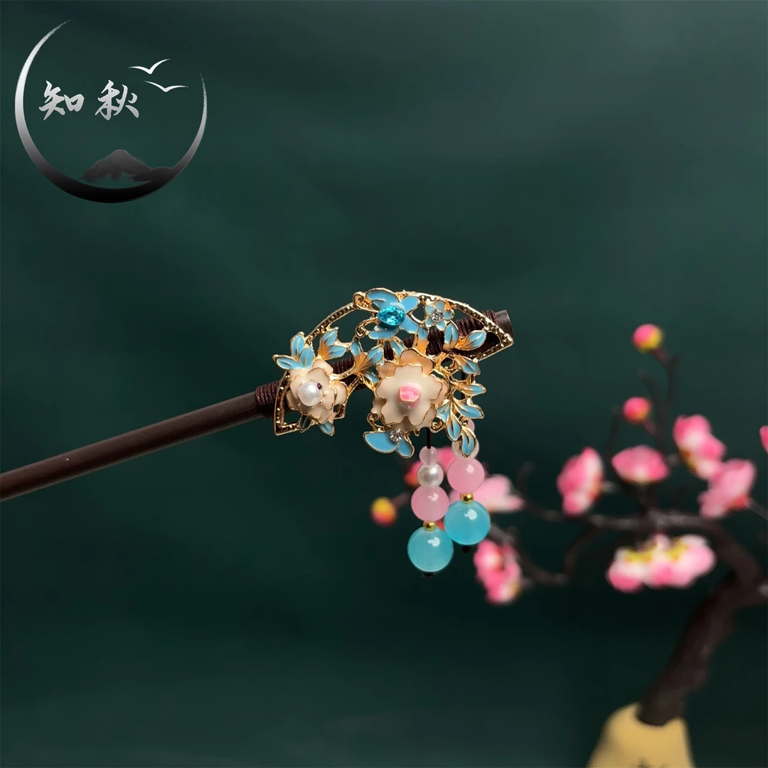 【烧蓝扇子】新中式发簪女古风汉服旗袍发饰盘发簪子新中式日常a353