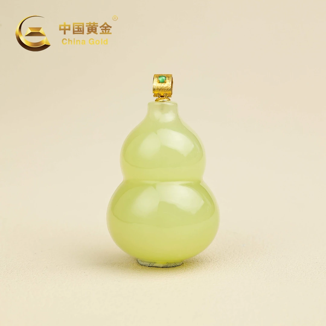 【中国黄金】拥福 | 和田玉*吊坠*18K金镶嵌-D11575-Y